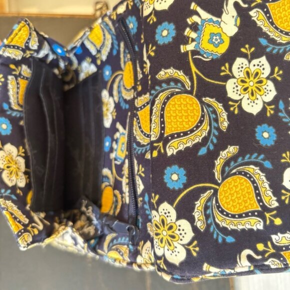 VERA BRADLEY ELLIE BLUE Little Hipster Crossbody Purse Elephant Navy Yellow - Picture 9 of 16